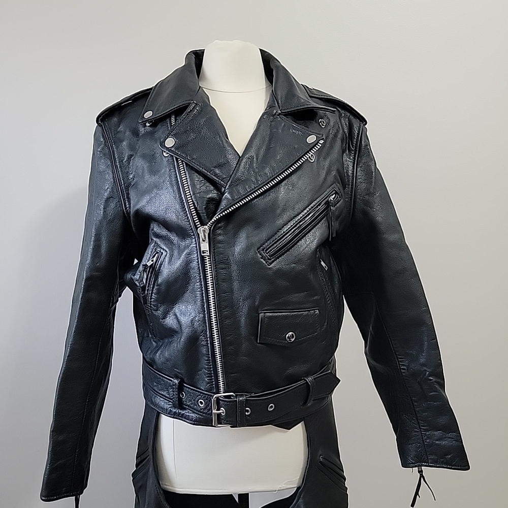 Street & Steel POLICE Motorcycle Jacket 40 & pants Chaps M Excellent condition - Picture 2 of 16